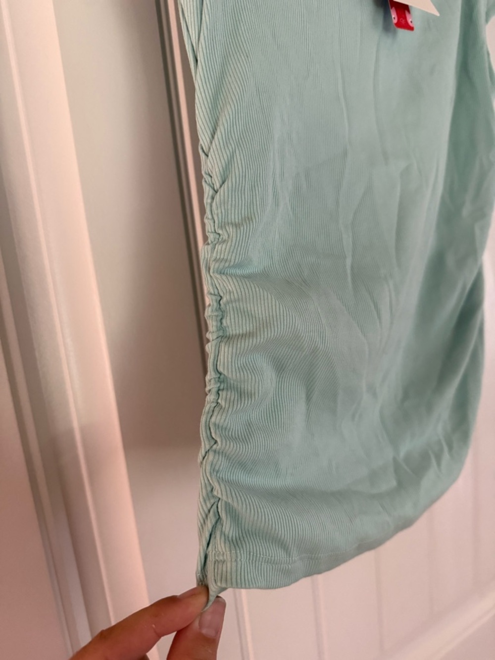 Cider Mint Ribbed Ruched Side Top - Picture 3 of 5